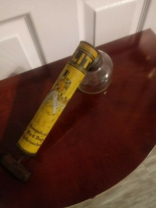 Vintage Flit Insecticide Ad Litho Tin Sprayer Pump Stanco Incorp.  Bayway Usa