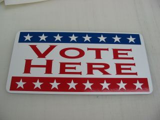 Vote Here Metal Sign Vintage Style Usa Flag Banner American American Made