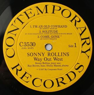 Sonny Rollins Way Out West DG Mono Contemporary RARE 4