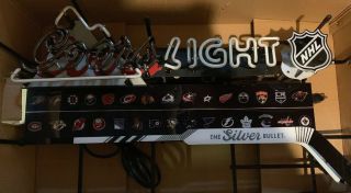 Coors Light Nhl Logo And Hockey Stick Neon - Nhl - Broken Lights - - See
