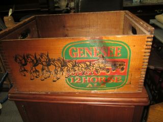 Vintage Genesee 12 Horse Ale Wooden Beer Box Crate - Great Wagon Graphics