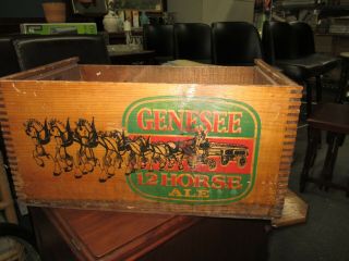 Vintage Genesee 12 Horse Ale Wooden Beer Box Crate - Great Wagon Graphics 2