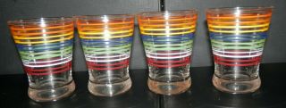 VINTAGE STRIPED GLASS ICE BUCKET & 4 MATCHING GLASSES 3
