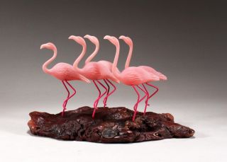 5 Flamingo Flock Sculpture Direct From John Perry 7in Tall Figurine Statue