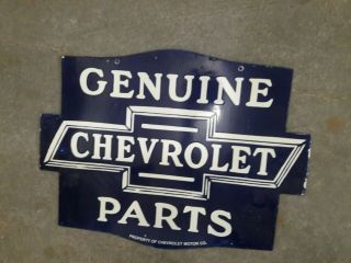 Porcelain Chevrolet Parts 2 Sided Enamel Sign 24 " X 18 " Inches