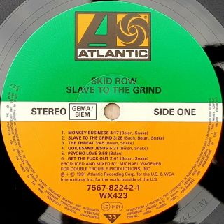 SKID ROW Slave To The Grind 1991 UK 1ST PRESS Uncensored Vinyl LP RARE VG,  /VG, 7