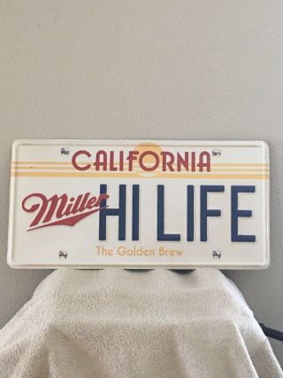 Vintage Miller Hi Life Beer “california” Sign 23” X 11 - 1/2”