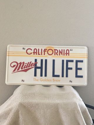Vintage Miller Hi Life Beer “California” Sign 23” X 11 - 1/2” 2