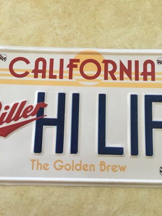 Vintage Miller Hi Life Beer “California” Sign 23” X 11 - 1/2” 5