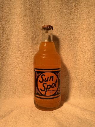 Rare 1940s Full 12oz Sun Spot Orange Acl Soda Bottle.