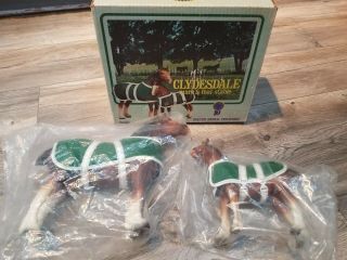 Breyer Vintage 8384 Gift Set Clydesdale Mare And Foal With Green Blankets Nib