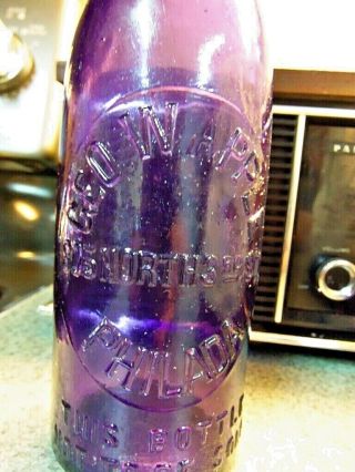 Geo W Apple Raised Purple Glass Beer Bottle 805 N 3rd St Phila Pa Very Rare Exc
