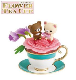 Re - Ment Rilakkuma Flower Tea Cup Figure 6 Korilakkuma Sweet Pea & Peony Present