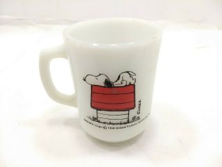 Vintage Allergic To Morning Snoopy Milk Glass 501 Anchor Hocking Mug