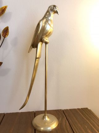 Vintage Battlefield Inc Solid Brass Parrot Perched On Tall Stand