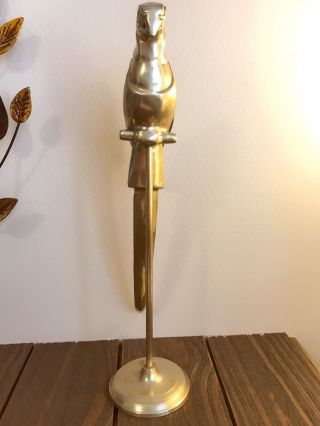 Vintage Battlefield Inc Solid Brass Parrot Perched On Tall Stand 2