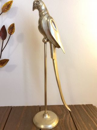 Vintage Battlefield Inc Solid Brass Parrot Perched On Tall Stand 3