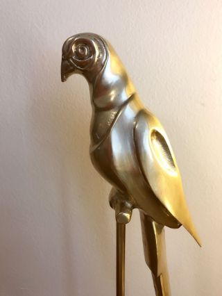 Vintage Battlefield Inc Solid Brass Parrot Perched On Tall Stand 6