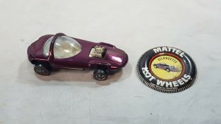 Vintage Hot Wheels Redline Silhouette Magenta Purple W.  Button 1967 Mattel