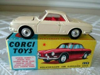 Vintage Corgi 239 - Volkswagen 1500 Karmann Ghia - W Org Box - Exc To N.