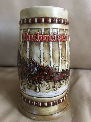 1981 Budweiser Holiday Beer Stein Mug Clydesdale Horses