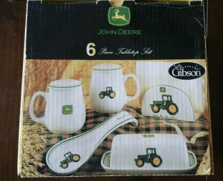 Gibson John Deere 6 Pc.  Tabletop Set Farm Tractor Country