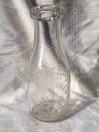 Vintage Pint Milk Bottle Kishwaukee Dairy Rockford Illinois 1943