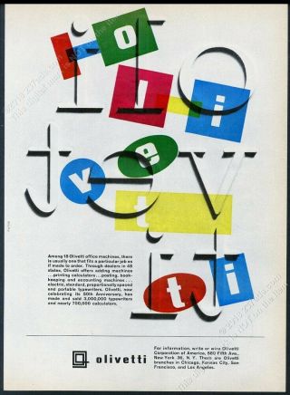 1958 Giovanni Pintori Modern Graphic Design Art Olivetti Vintage Print Ad