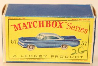 Dte Lesney Matchbox Regular Wheels 57 - 2 Chevrolet Impala Empty Box Only