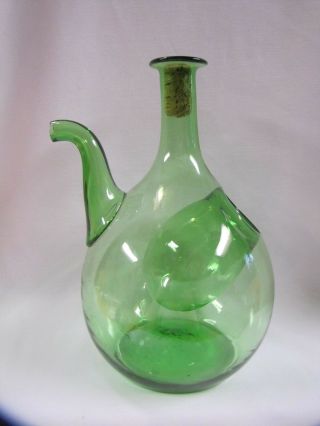 Green Glass Wine Decanter Wine Bottle Unique Vintage