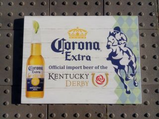 Corona Extra Kentucky Derby Horse Racing Wooden Beer Bar Sign