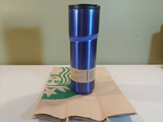 Starbucks 2019 Stainless Steel Vacuum Insulated Tumbler Silicone Band 16oz Blue
