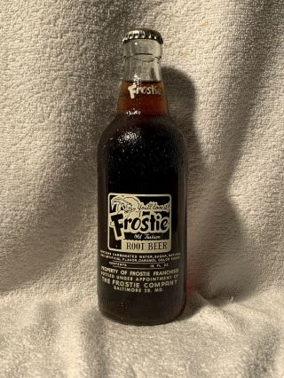 FULL 12oz FROSTIE ROOT BEER ACL SODA BOTTLE BALTIMORE,  MD 2