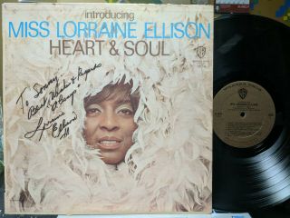 Miss Lorraine Ellison - Heart & Soul Lp Warner Bros 1674 Mono Signed