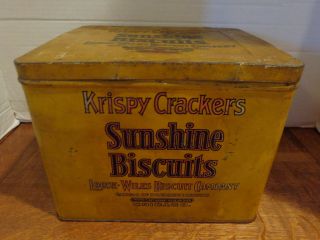 Antique Krispy Crackers Sunshine Biscuits Tin Loose - Wiles Biscuit Company Usa
