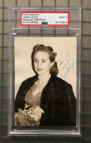 Janet Leigh Signed 3x5 Photo Inscribed Psa/dna 9 Auto Actress