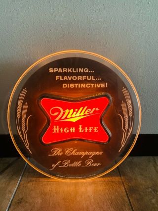 Miller High Life Vintage Lighted Round Bar Sign Collectible