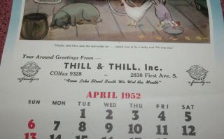 1952 Grain Belt Beer Thill & Thill Liquor ' s 1st Ave Minneapolis Calendar 3