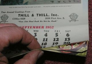 1952 Grain Belt Beer Thill & Thill Liquor ' s 1st Ave Minneapolis Calendar 4