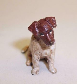 Vintage Tiny Cold Painted Bronze Miniature Dog Jack Russel Terrier Nipper