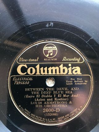 Rare 78,  Louis Armstrong Columbia,  2600 - D,  Between The Devil And Deep Blue Sea