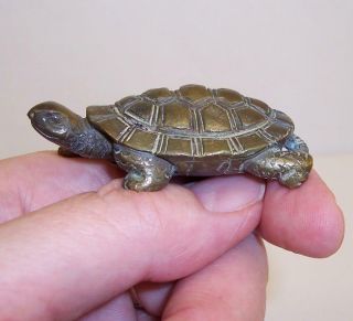 Vintage Solid Bronze Miniature Tortoise Turtle Very Detailed Weight