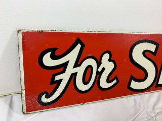 Vintage Wood Hand - Painted Double Sided Sign “FOR SALE” Advertising 24” X 6” 2