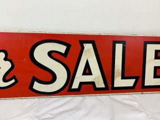Vintage Wood Hand - Painted Double Sided Sign “FOR SALE” Advertising 24” X 6” 3
