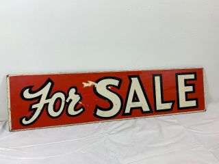 Vintage Wood Hand - Painted Double Sided Sign “FOR SALE” Advertising 24” X 6” 5