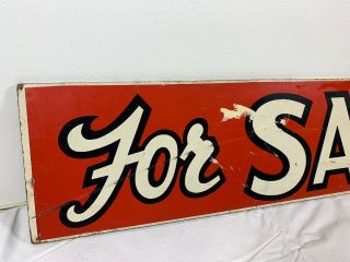 Vintage Wood Hand - Painted Double Sided Sign “FOR SALE” Advertising 24” X 6” 6