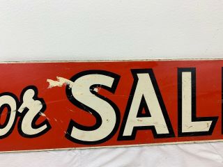 Vintage Wood Hand - Painted Double Sided Sign “FOR SALE” Advertising 24” X 6” 7