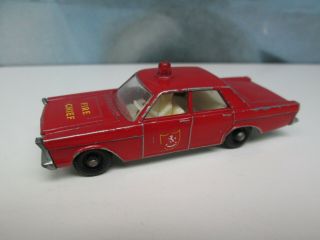Matchbox/ Lesney 59c Ford Galaxie Fire Chief Red / Red Roof Light Bpw