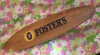 Large 39” Foster’s Lager Wooden Surfboard 2 Sided Advertising Hanging Bar Sign