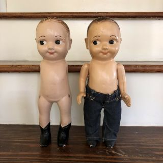 2 Vintage Buddy Lee Dolls 1950s Hd Lee Jeans Company Advertising Doll